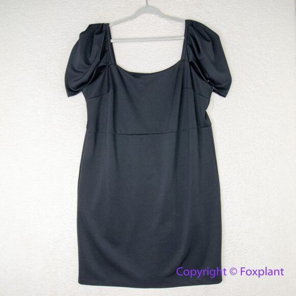 New! Eloquii black‎ sheath dress square neck cap sleeve, size 24